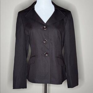 Collections for Le Suit womens brown blazer jacket three button lined size 10.